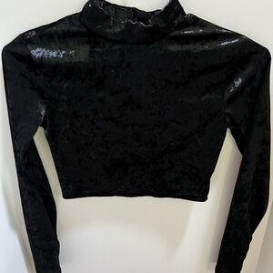 NWOT BP Black Crushed Velvet Women's Top - small